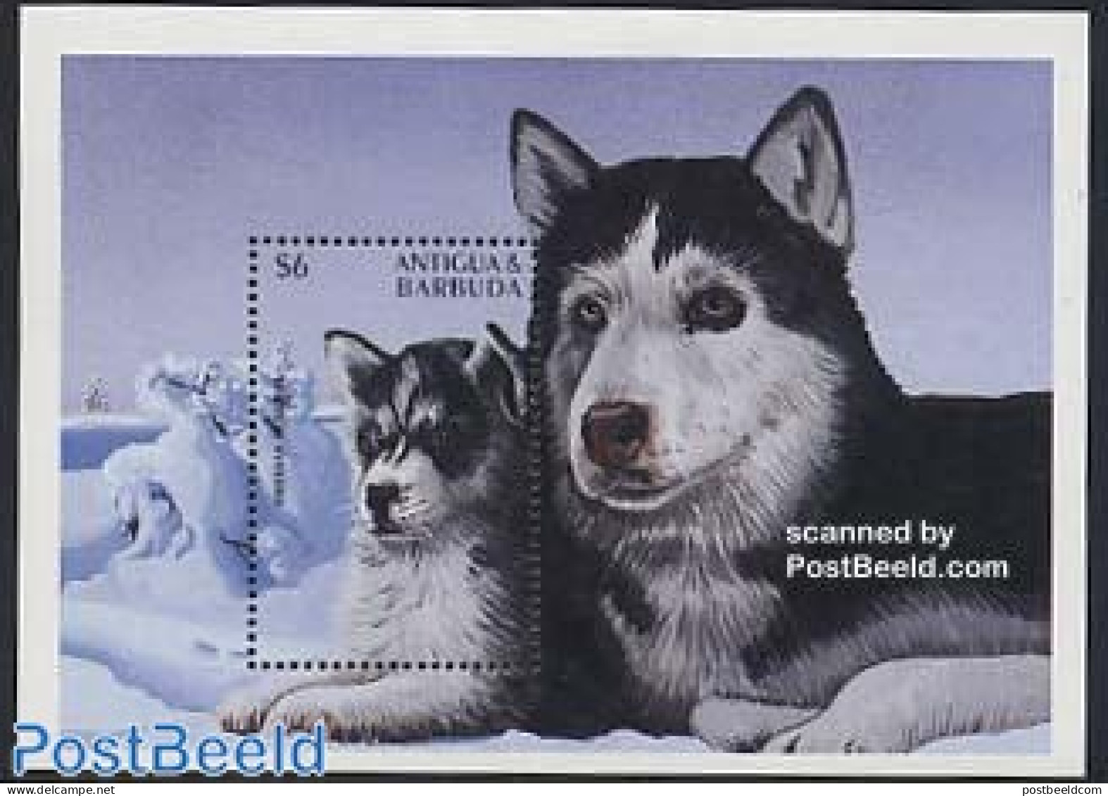 Antigua & Barbuda 1997 Sibirian Husky S/s, Mint NH, Nature - Dogs - Antigua Et Barbuda (1981-...)