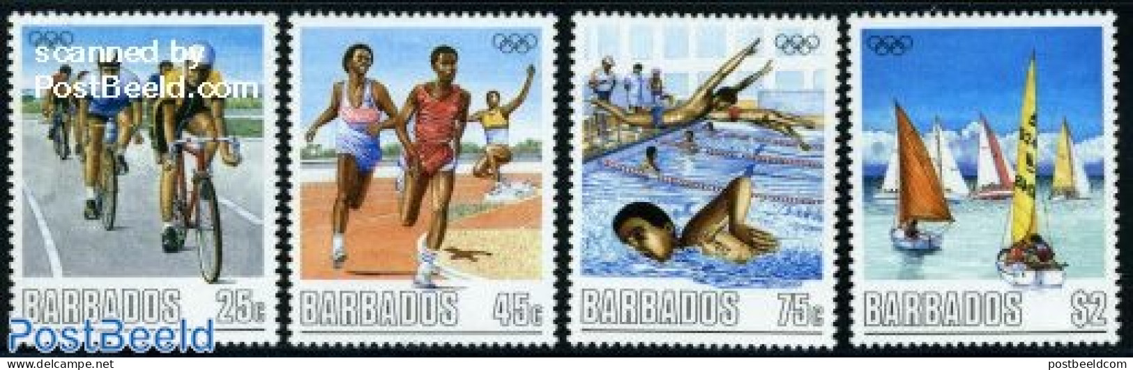 Barbados 1988 Olympic Games 4v, Mint NH, Sport - Cycling - Olympic Games - Sailing - Swimming - Wielrennen