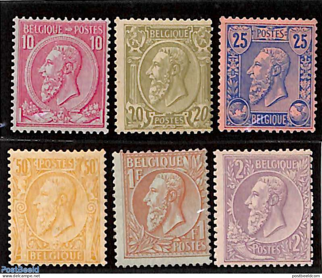 Belgium 1884 Definitives 6v, King Leopold I, Unused (hinged) - Ongebruikt