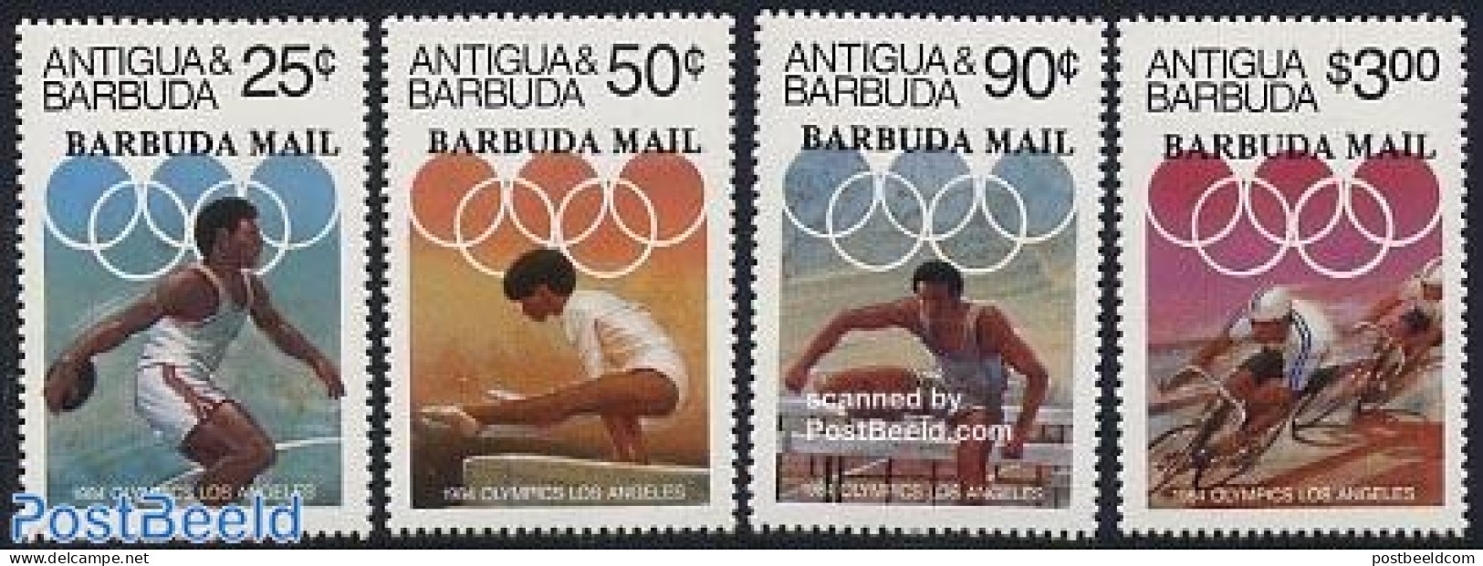 Barbuda 1984 Olympic Games 4v, Mint NH, Sport - Cycling - Gymnastics - Olympic Games - Wielrennen