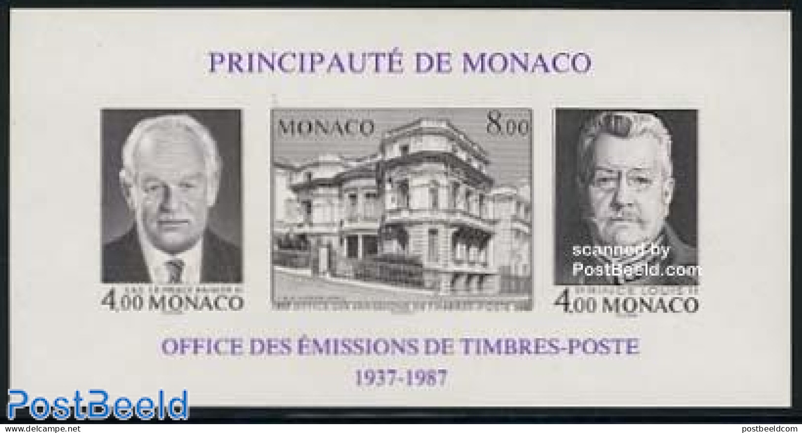 Monaco 1987 Stamp Bureau S/s Imperforated, Mint NH, History - Kings & Queens (Royalty) - Philately - Nuovi