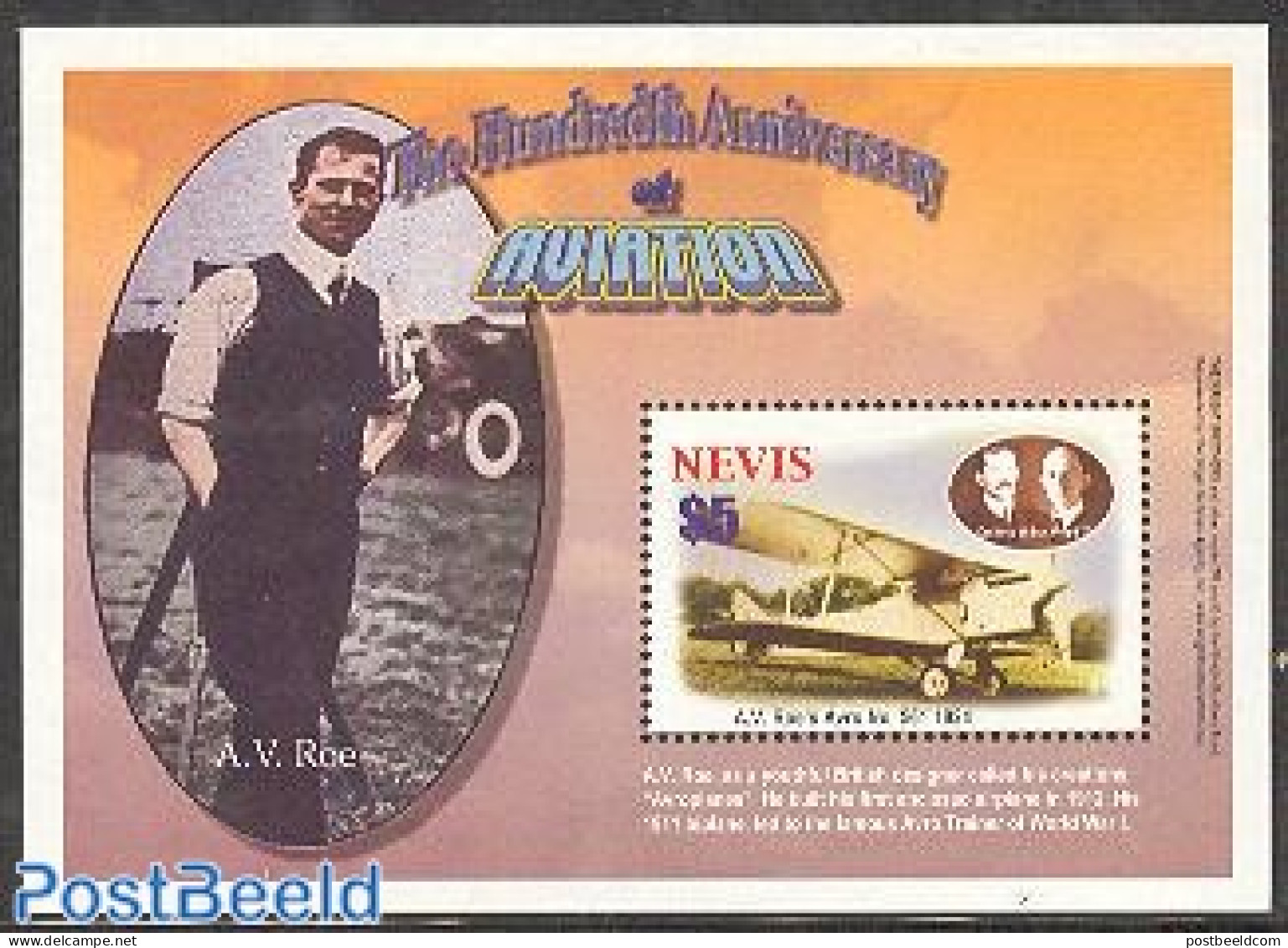 Nevis 2003 100 Years Of Aviation S/s, Mint NH, Transport - Aircraft & Aviation - Vliegtuigen