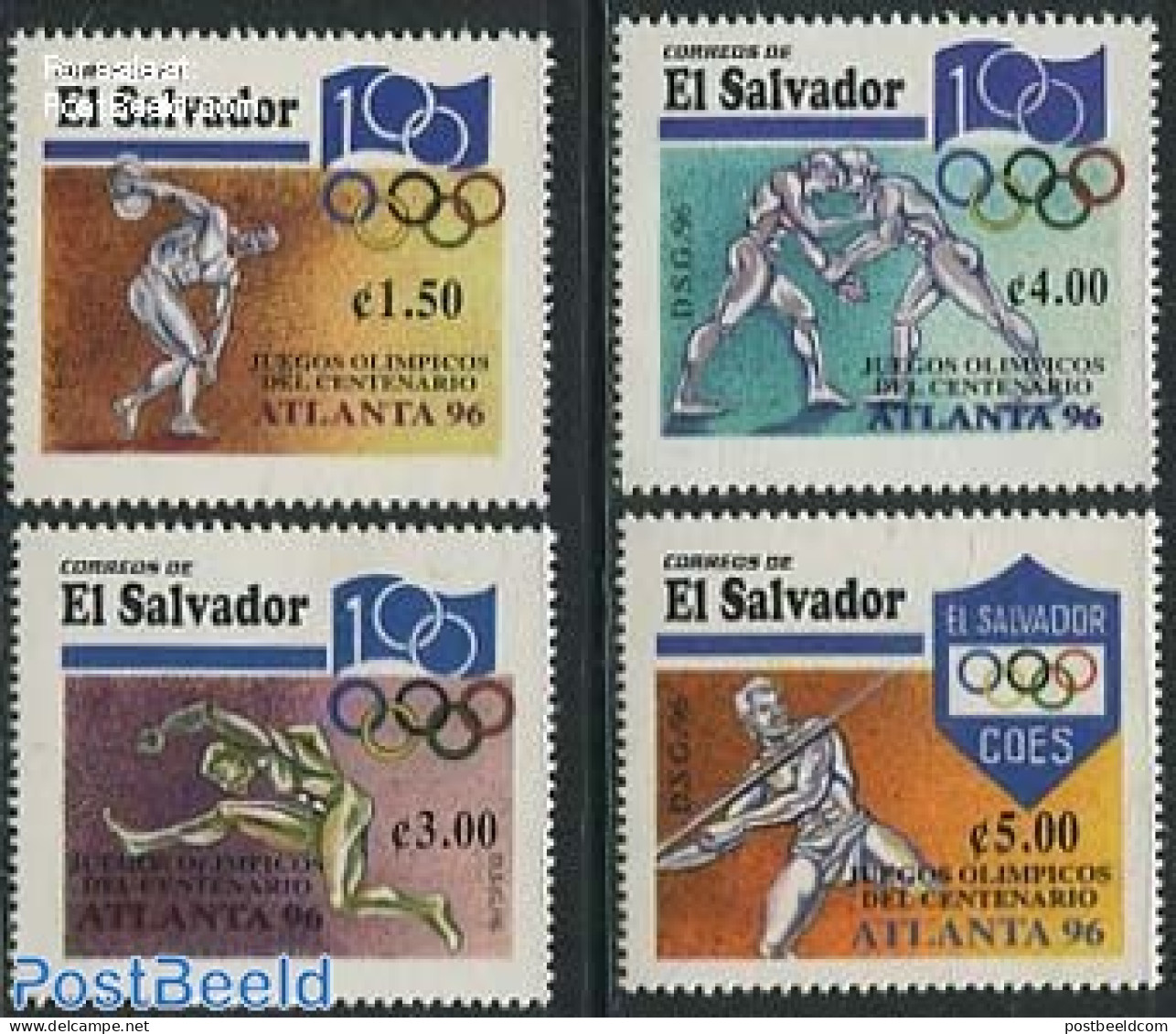 El Salvador 1996 MOdern Olympics 4v, Mint NH, Sport - Athletics - Olympic Games - Athlétisme