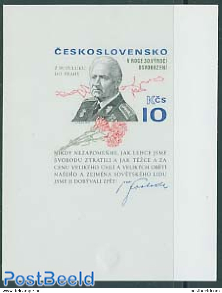 Czechoslovkia 1975 L. Svoboda Imperforated S/s, Mint NH - Altri & Non Classificati