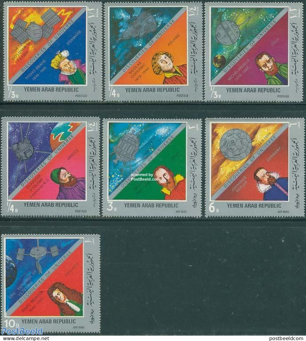 Yemen, Arab Republic 1969 Space/astronomy 7v, Mint NH, Science - Transport - Astronomy - Space Exploration - Astrología