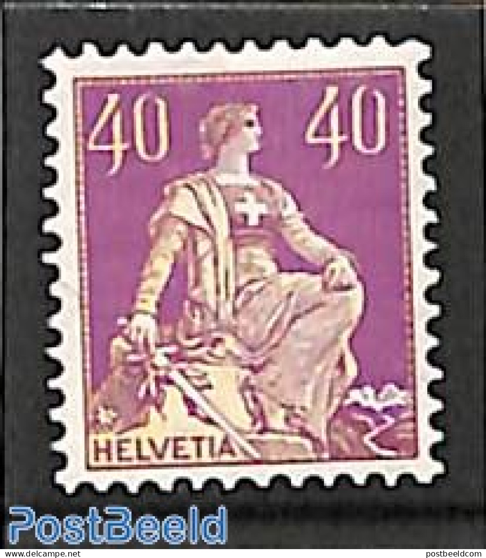Switzerland 1908 40c, Purple/Yellow, Stamp Out Of Set, Unused (hinged) - Ongebruikt