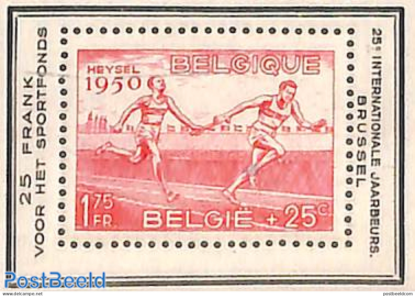 Belgium 1950 Eur. Athletics S/s (small With Dutch Text), Unused (hinged), History - Sport - Europa Hang-on Issues - At.. - Ongebruikt