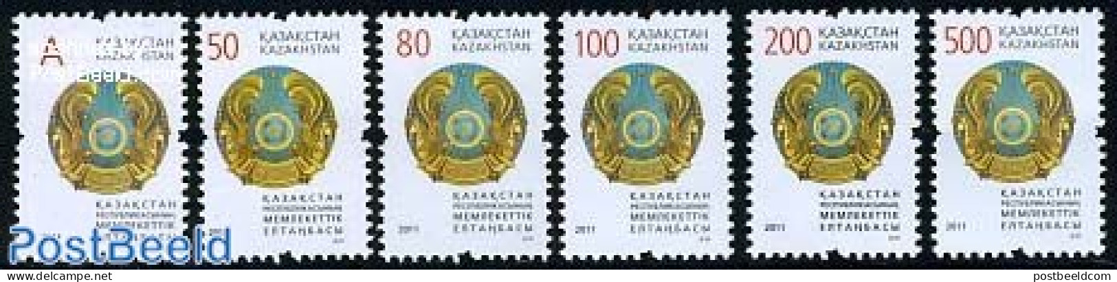 Kazakhstan 2011 Definitives, Coat Of Arms 6v, Mint NH, History - Coat Of Arms - Kazakhstan