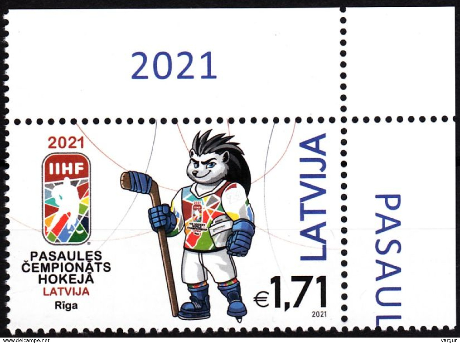 LATVIA 2021-08 SPORT: Ice Hockey World Cup. CORNER, MNH - Hockey (Ice)