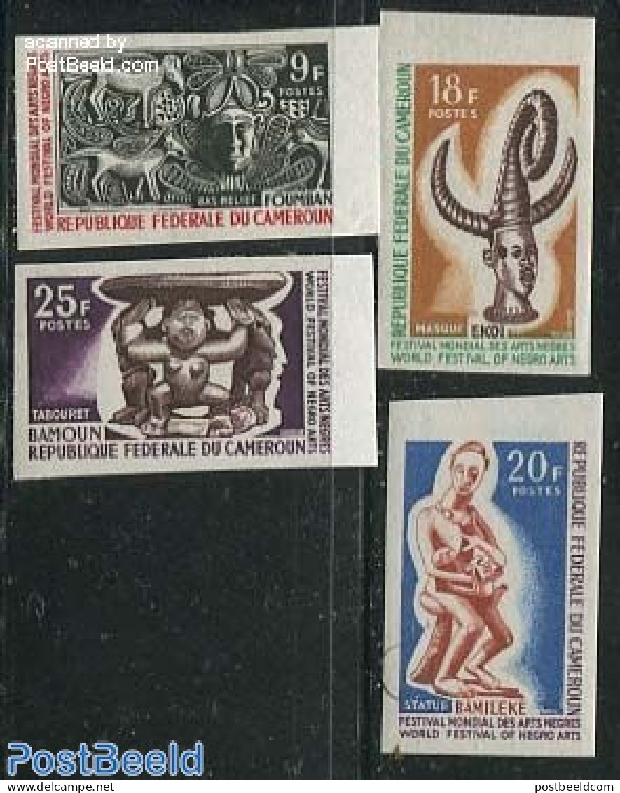 Cameroon 1966 African Art 4v Imperforated, Mint NH, Art - Art & Antique Objects - Camerún (1960-...)