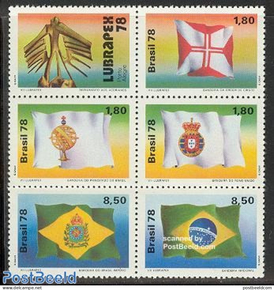 Brazil 1978 Lubrapex VII 6v [++], Mint NH, History - Flags - Philately - Ongebruikt