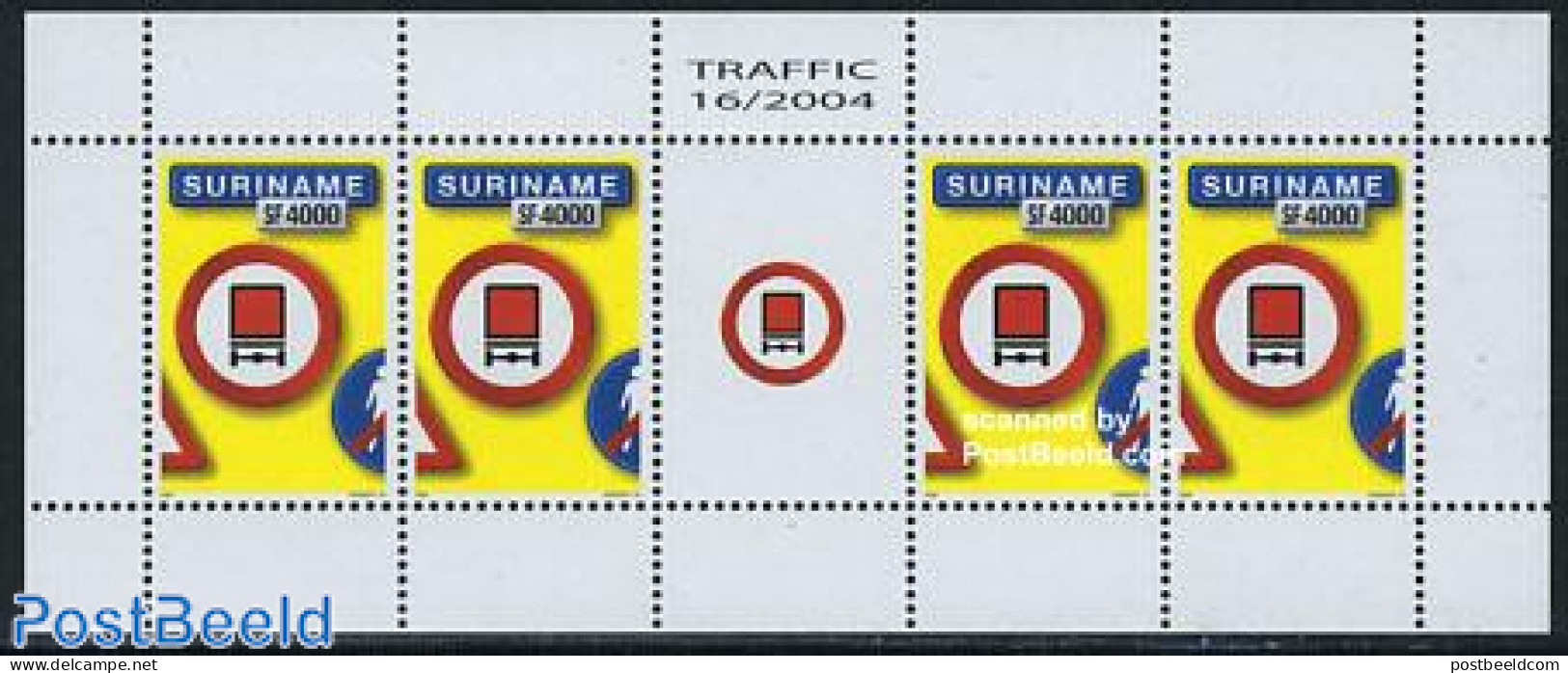 Suriname, Republic 2004 Traffic Sign, Explosive M/s, Mint NH, Transport - Traffic Safety - Unfälle Und Verkehrssicherheit