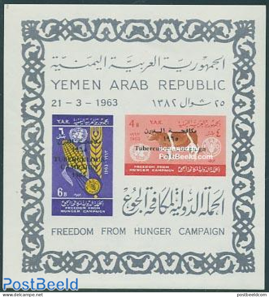 Yemen, Arab Republic 1966 Anti Tuberculosis S/s, Mint NH, Health - Nature - Anti Tuberculosis - Health - Cattle - Disease