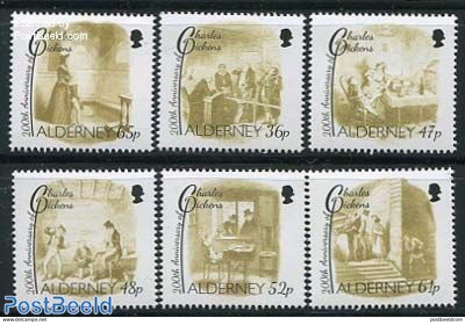 Alderney 2012 Charles Dickens 6v, Mint NH, Art - Authors - Writers