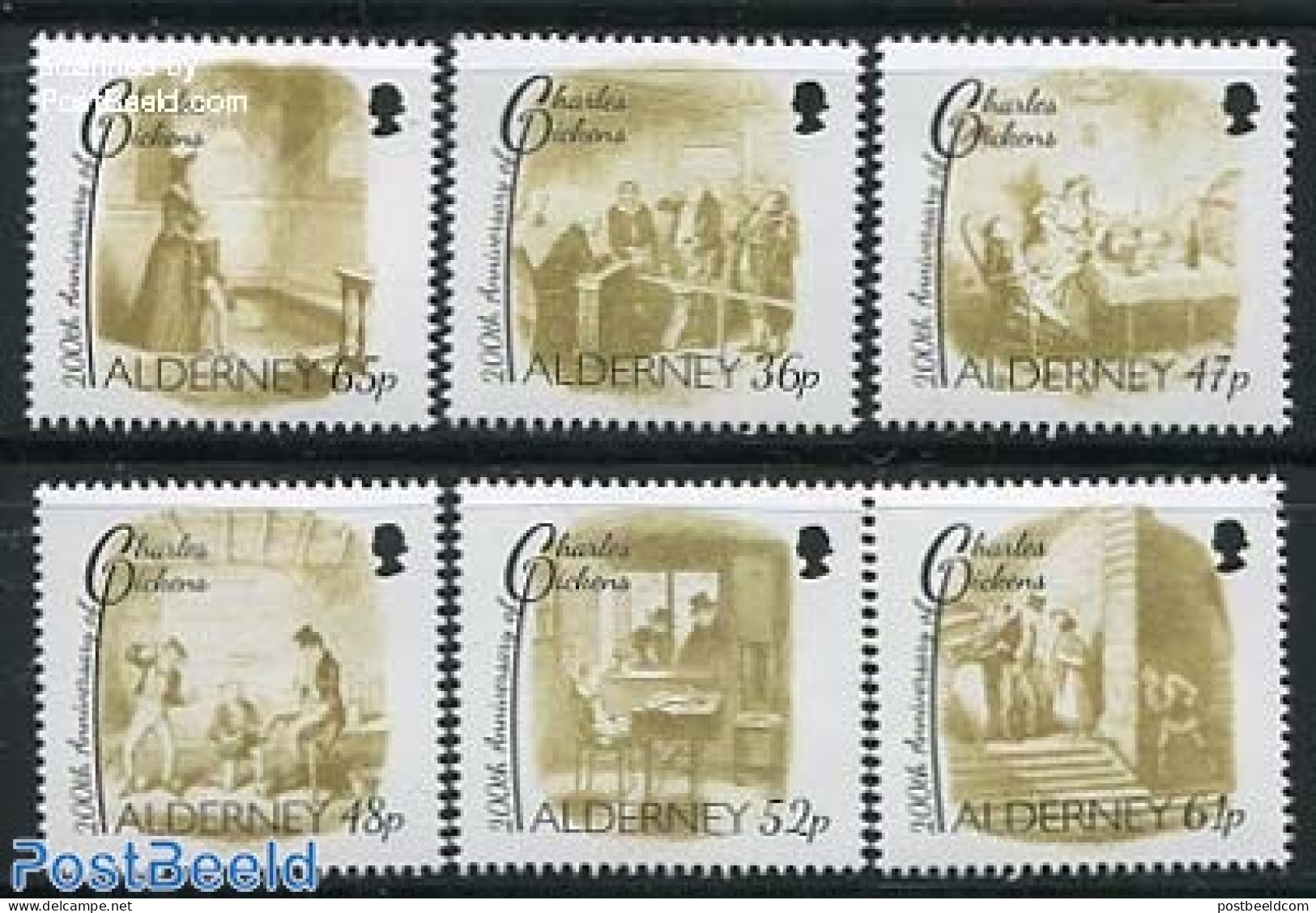 Alderney 2012 Charles Dickens 6v, Mint NH, Art - Authors - Escritores