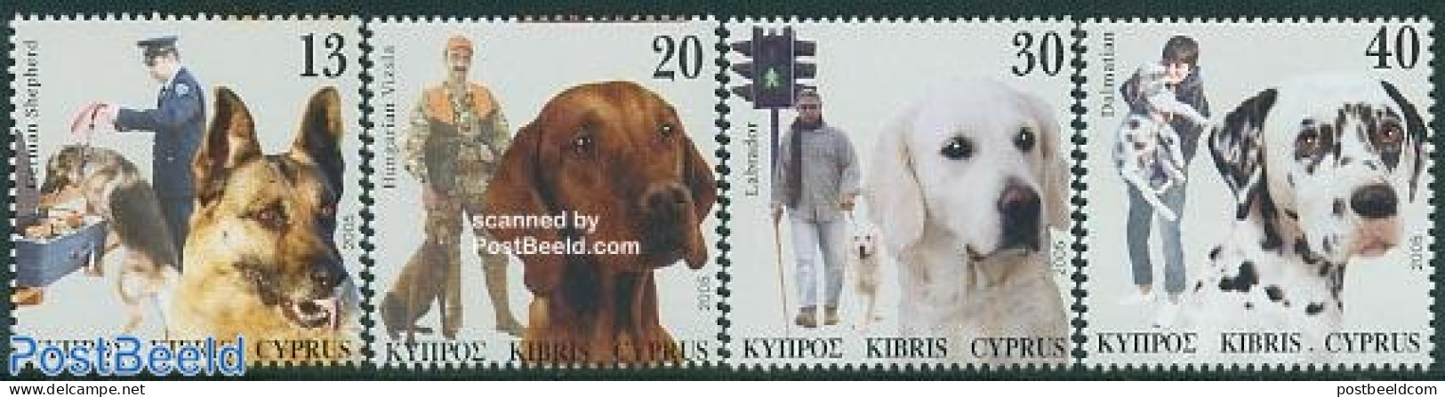 Cyprus 2005 Dogs 4v, Mint NH, Health - Nature - Various - Disabled Persons - Dogs - Police - Neufs