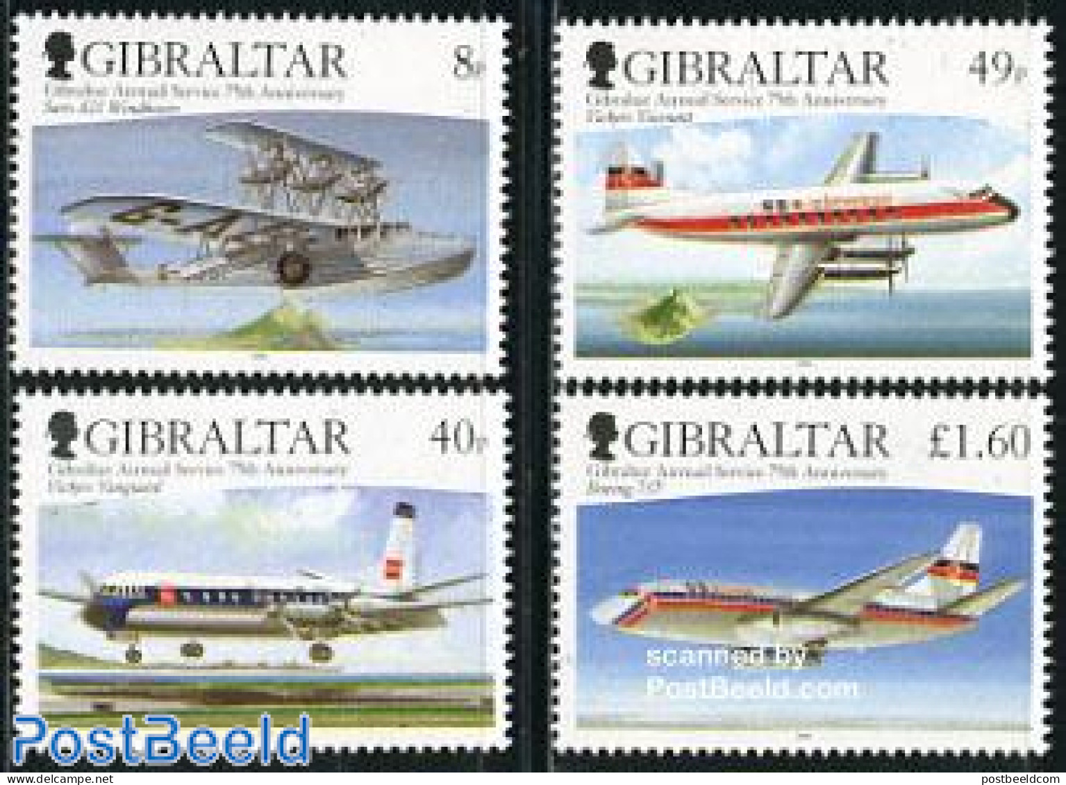 Gibraltar 2006 75 Years Gibraltar Airmail Service 4v, Mint NH, Transport - Aircraft & Aviation - Vliegtuigen