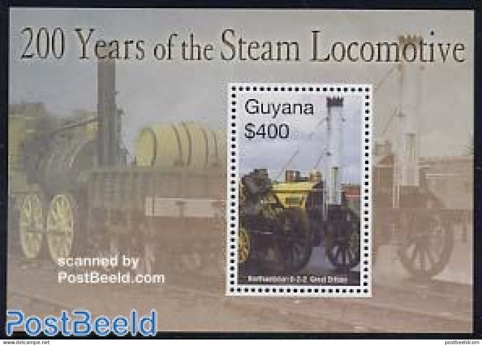 Guyana 2004 Steam Locomitives S/s, Northumbrian, Mint NH, Transport - Railways - Trains