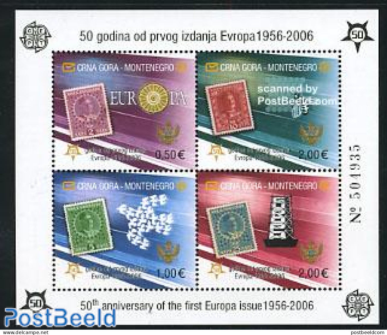 Montenegro 2006 50 Years Europa Stamps 4v M/s, Mint NH, History - Nature - Europa Hang-on Issues - Bees - Stamps On St.. - European Ideas