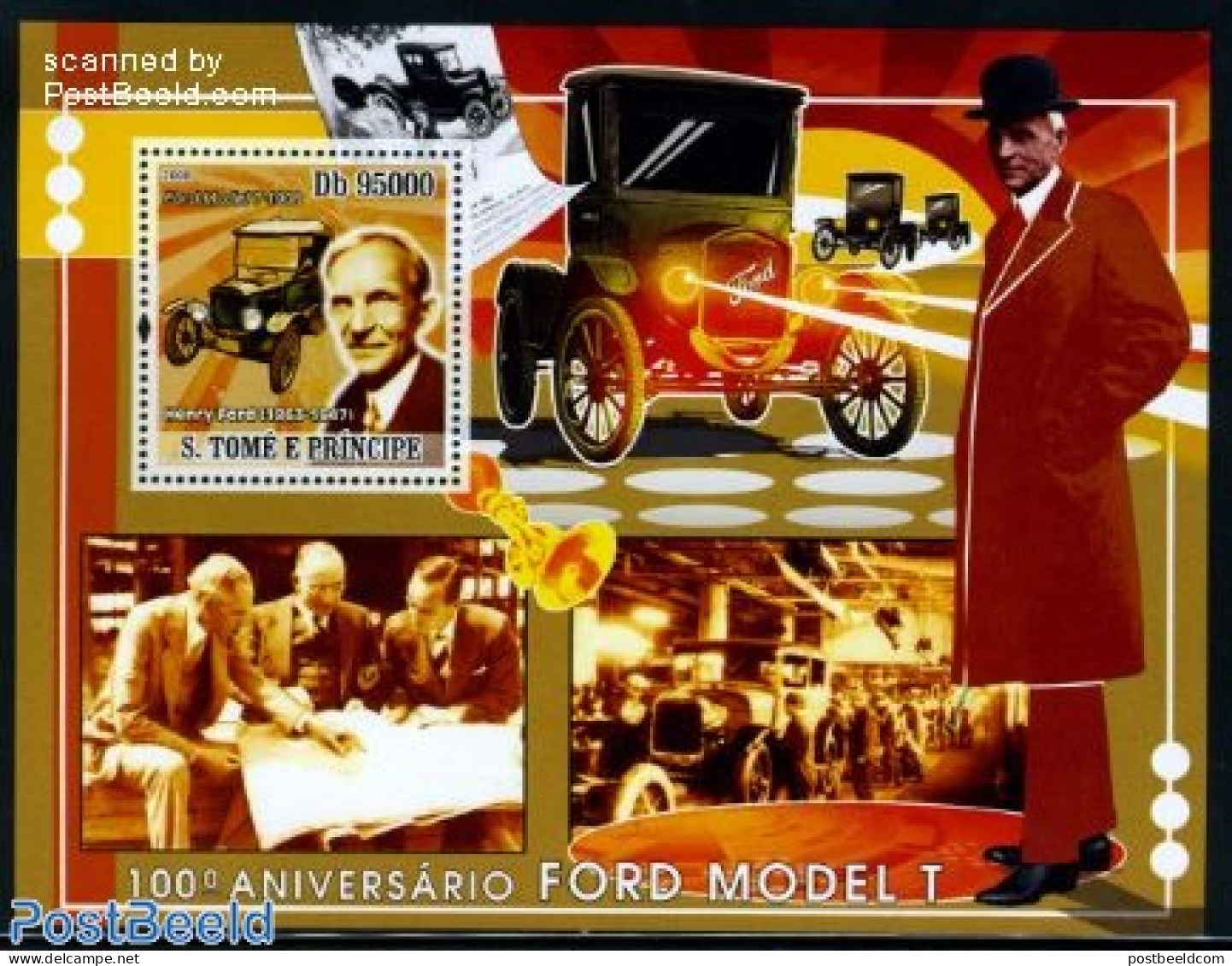 Sao Tome/Principe 2008 Ford T S/s, Mint NH, Transport - Automobiles - Cars