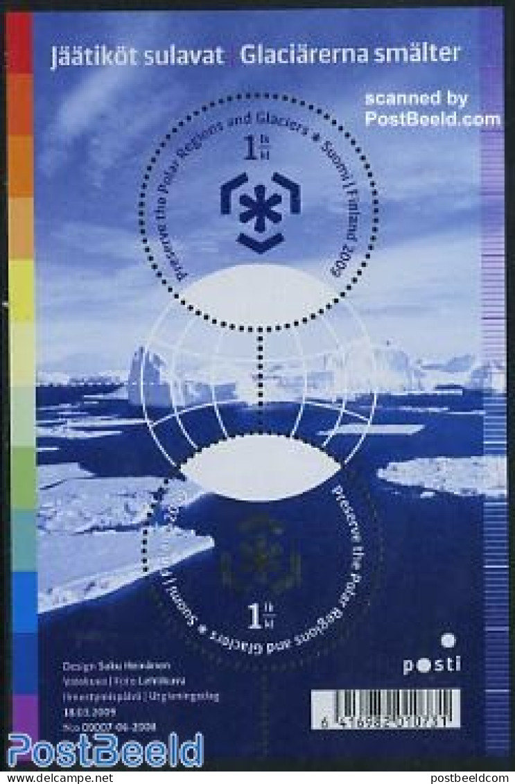 Finland 2009 Preserve Polar Regions S/s, Mint NH, Science - Various - The Arctic & Antarctica - Round-shaped Stamps - Ungebraucht