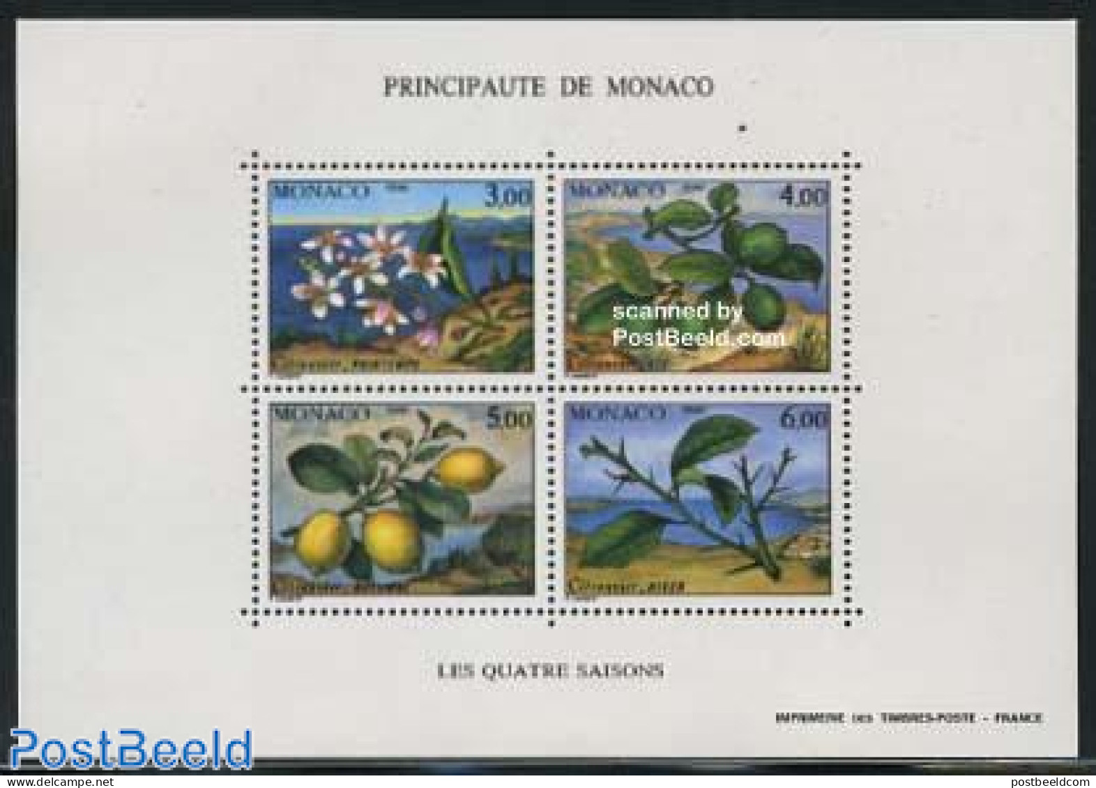 Monaco 1990 Four Seasons S/s, Mint NH, Nature - Flowers & Plants - Ongebruikt