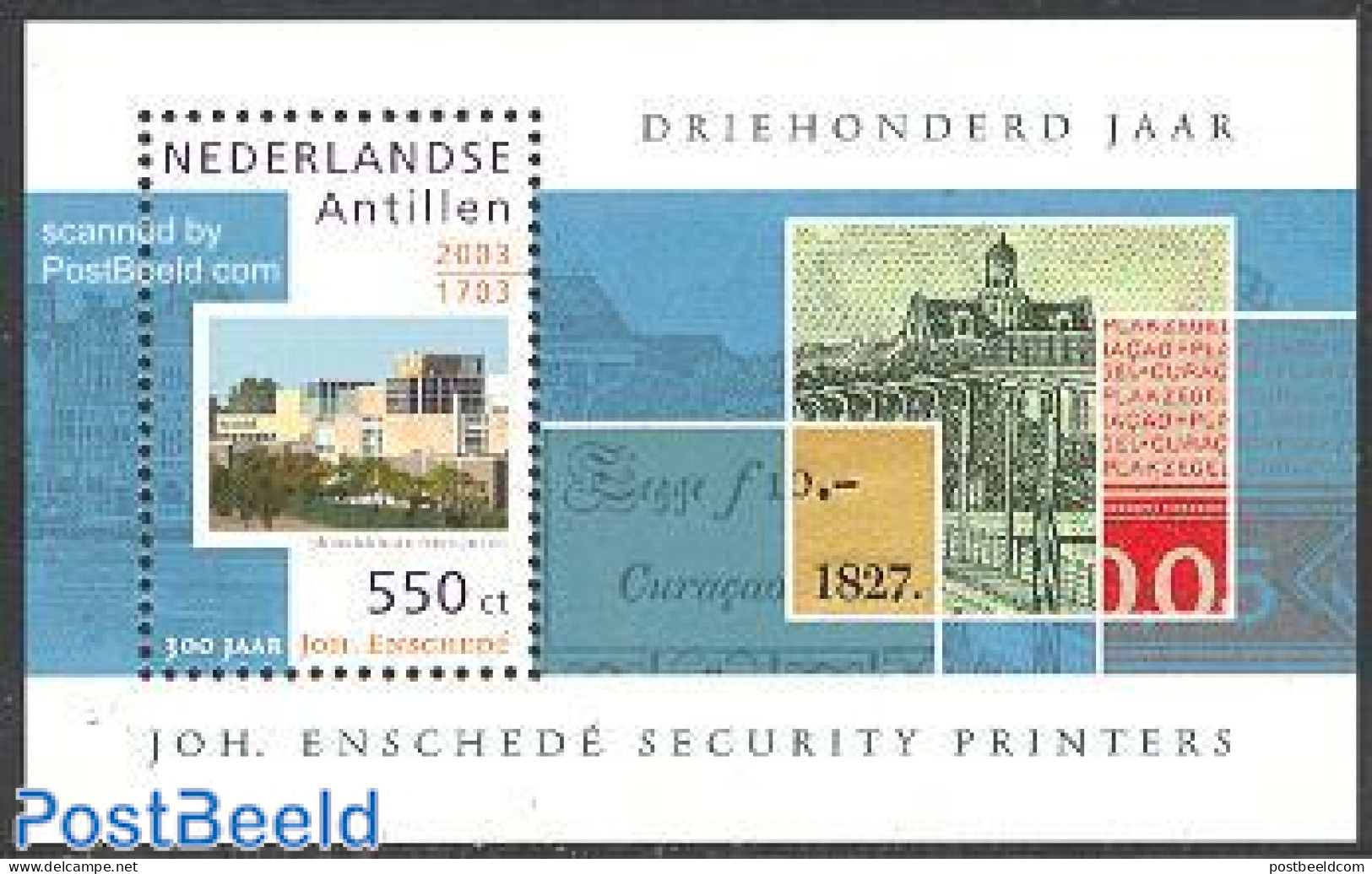 Netherlands Antilles 2003 Joh Enschede Printers S/s, Mint NH, Various - Money On Stamps - Art - Bridges And Tunnels - .. - Monete