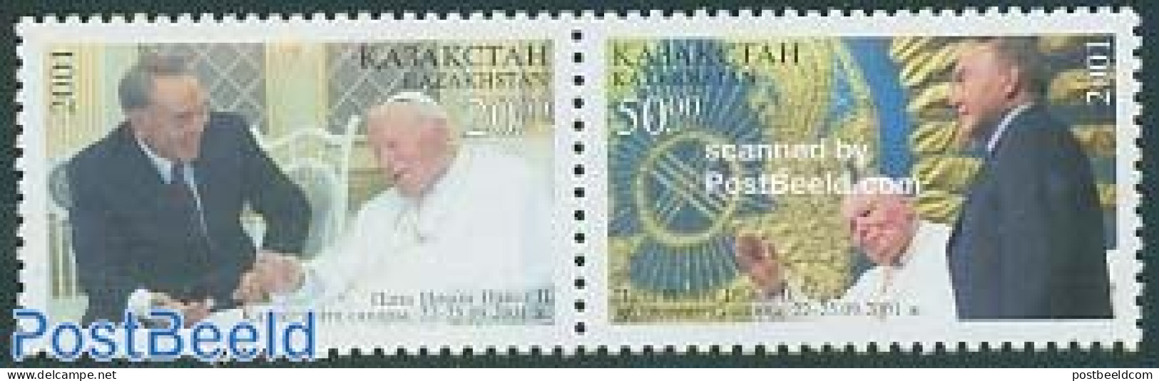 Kazakhstan 2001 Pope John Paul II 2v [:], Mint NH, Religion - Pope - Religion - Papes