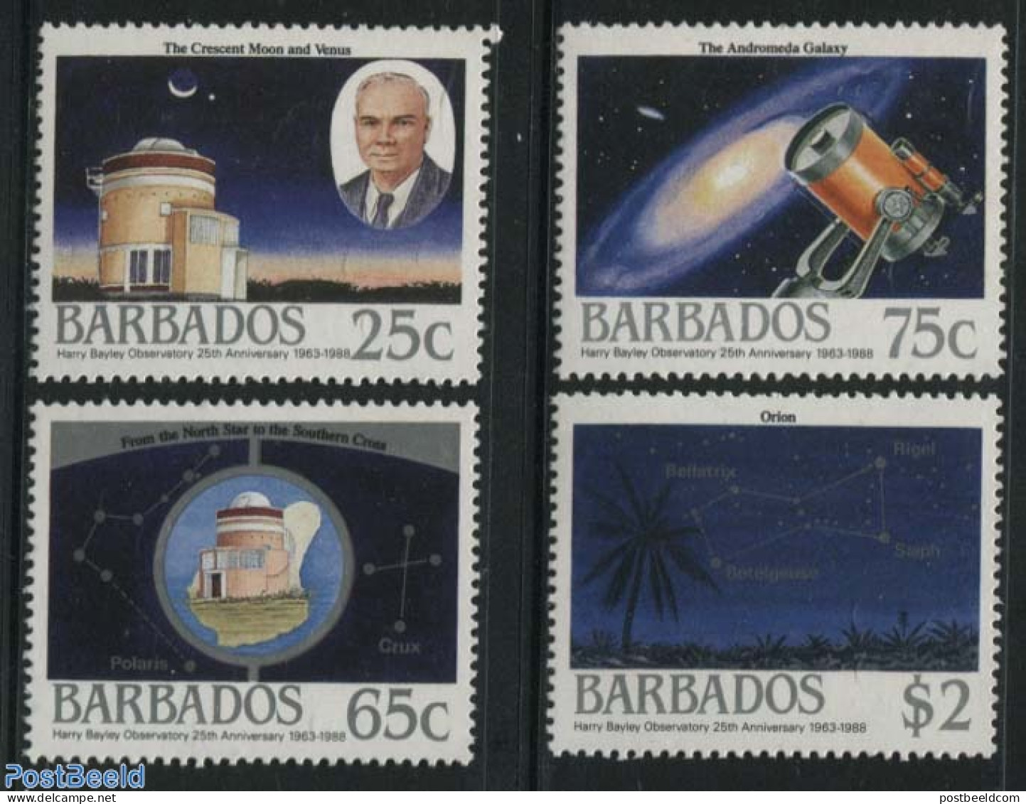 Barbados 1988 Observatory 4v, Mint NH, Science - Astronomy - Astrology
