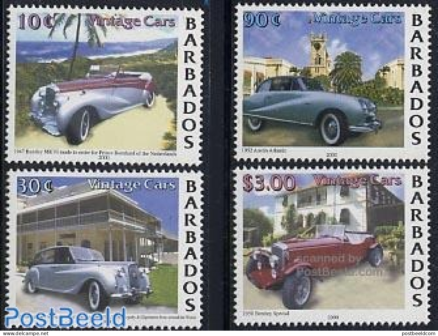 Barbados 2000 Automobiles 4v, Mint NH, Transport - Automobiles - Autos