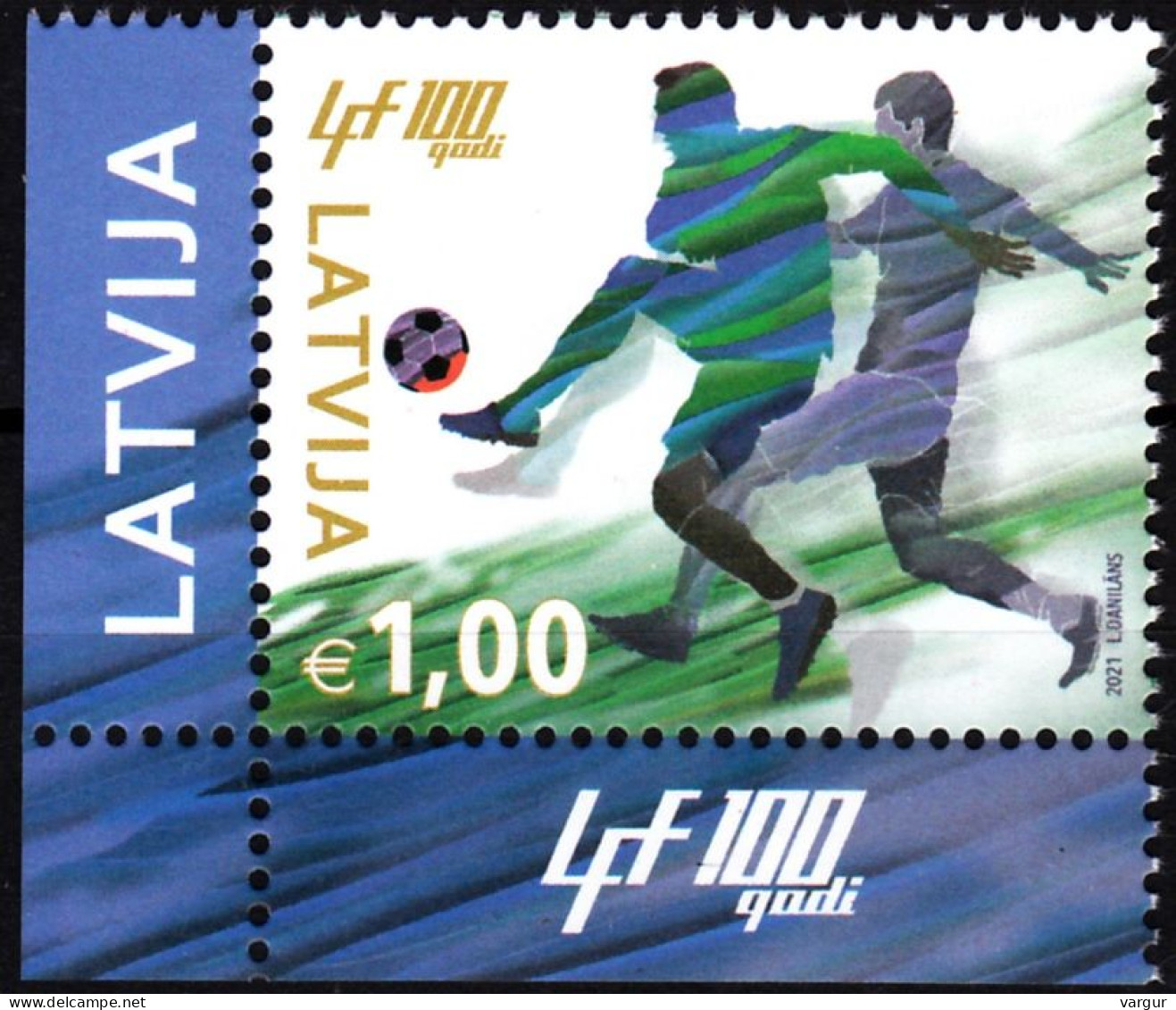 LATVIA 2021-09 SPORT: Soccer. Latvian Football Federation - 100. CORNER, MNH - Neufs