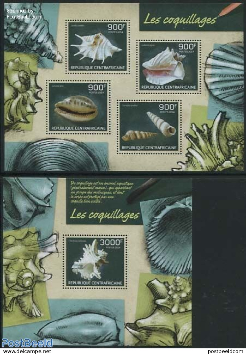 Central Africa 2014 Shells 2 S/s, Mint NH, Nature - Shells & Crustaceans - Vie Marine