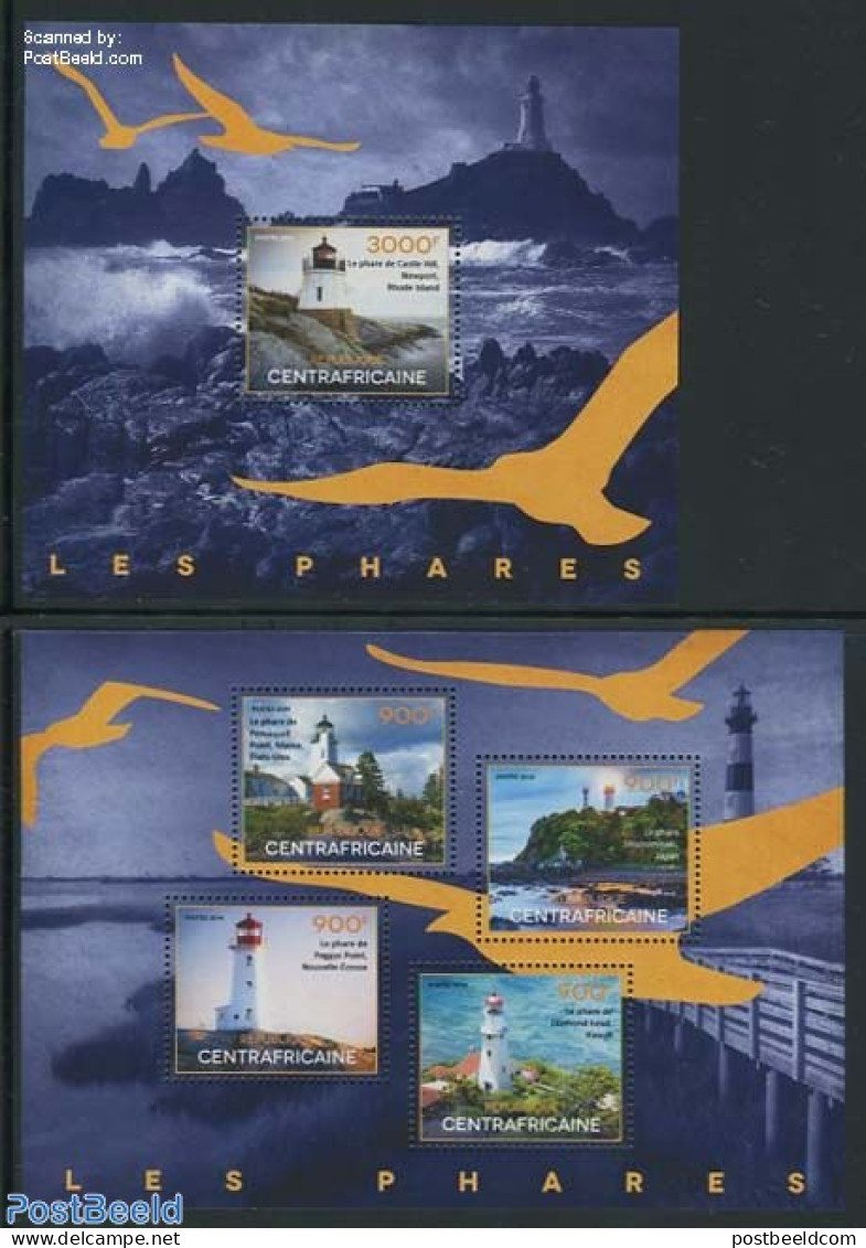 Central Africa 2014 Lighthouses 2 S/s, Mint NH, Various - Lighthouses & Safety At Sea - Leuchttürme