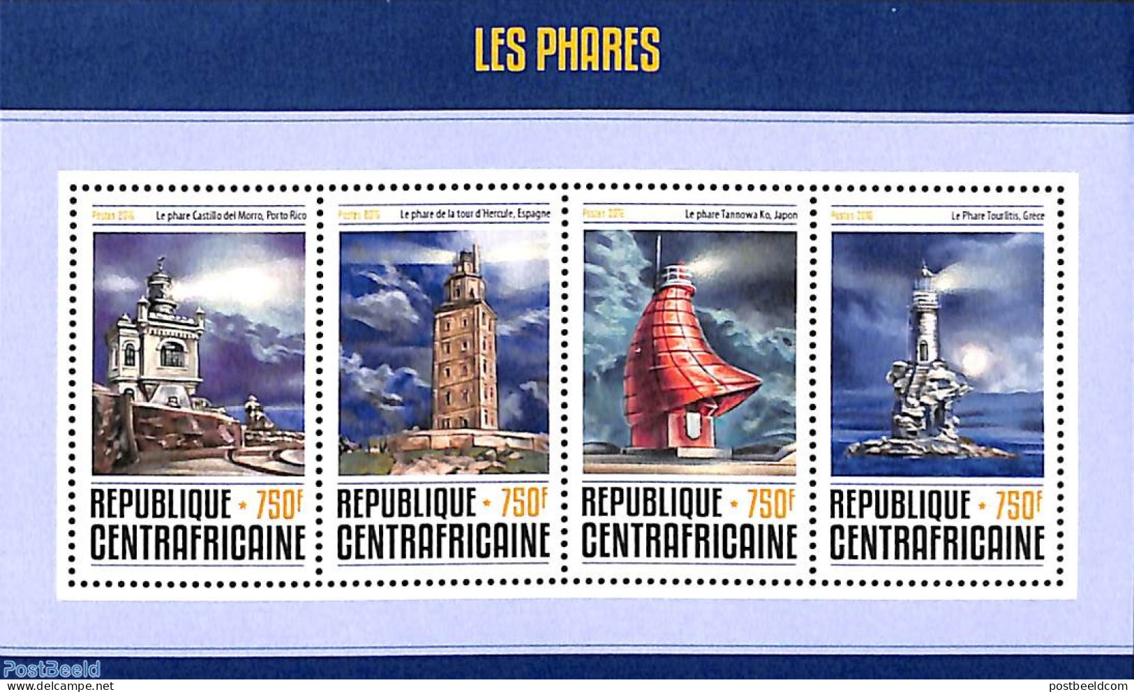 Central Africa 2016 Lighthouses 4v M/s, Mint NH, Various - Lighthouses & Safety At Sea - Fari