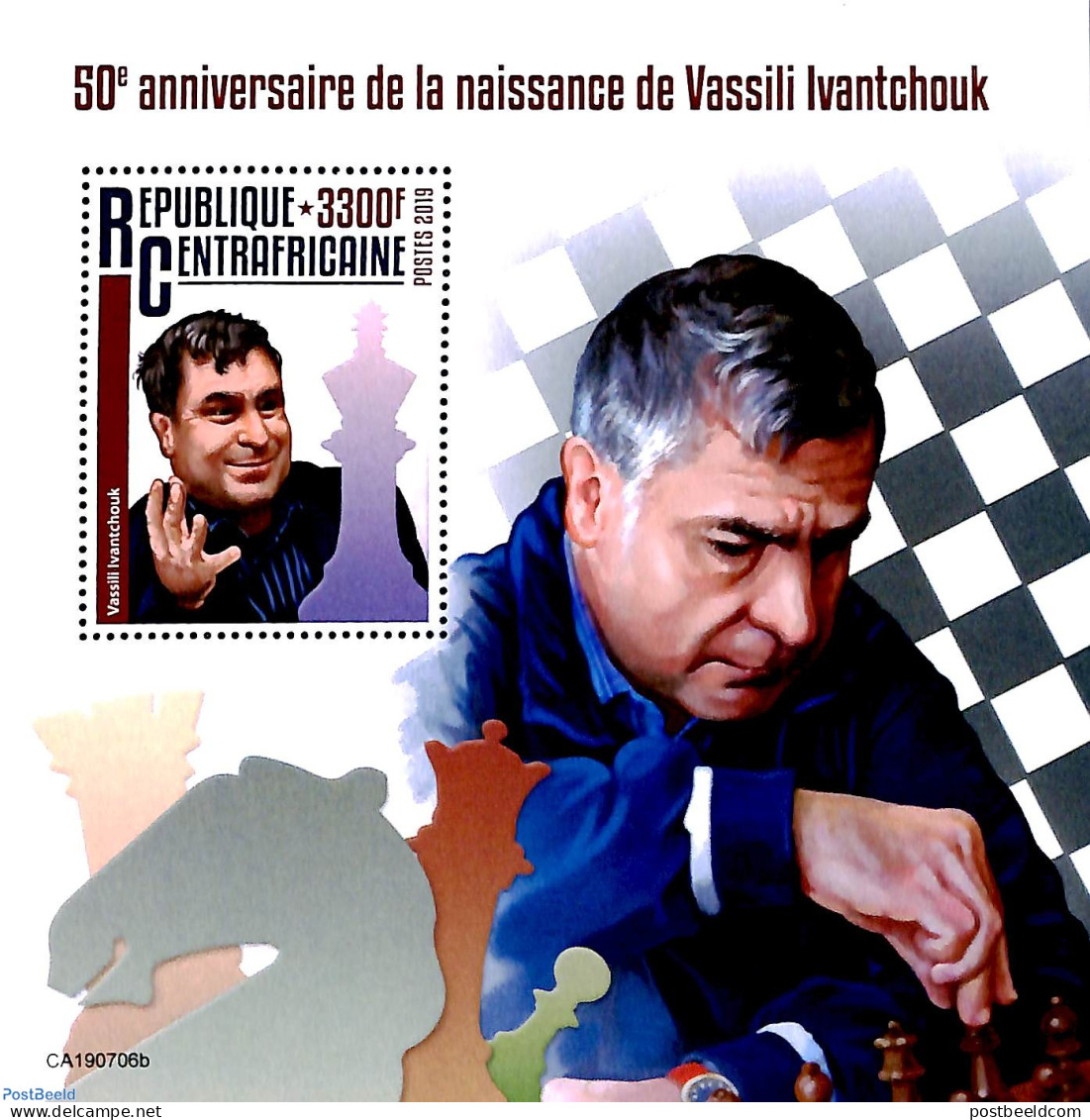 Central Africa 2019 Vassili Ivantchouk S/s, Mint NH, Sport - Chess - Ajedrez