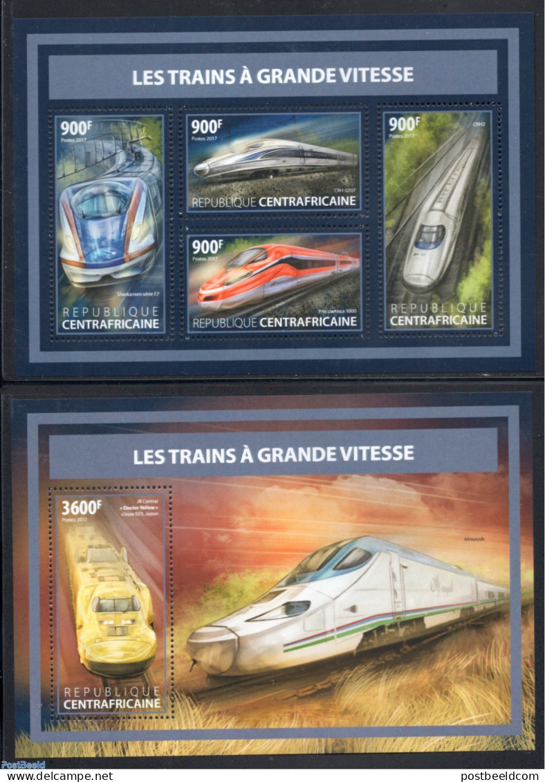 Central Africa 2017 Railways 2 S/s, Mint NH, Transport - Railways - Eisenbahnen