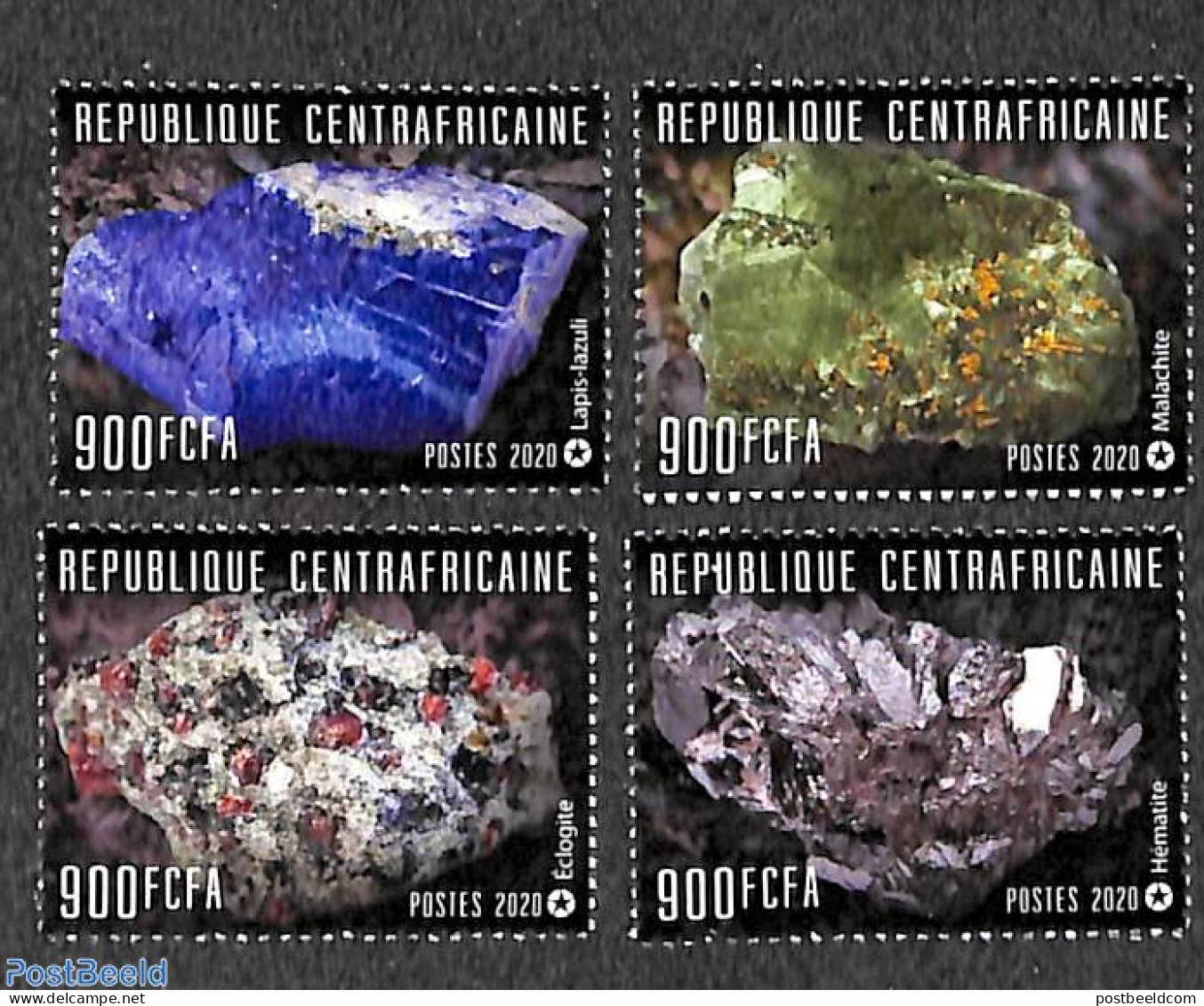 Central Africa 2020 Minerals 4v, Mint NH, History - Geology - Repubblica Centroafricana