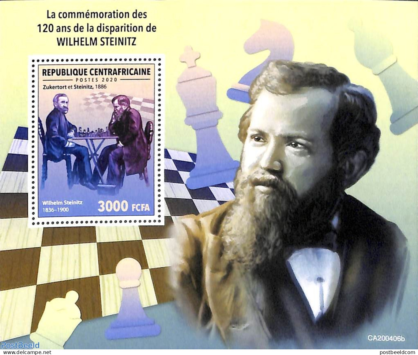 Central Africa 2020 Wilhelm Steinitz S/s, Mint NH, Sport - Chess - Scacchi