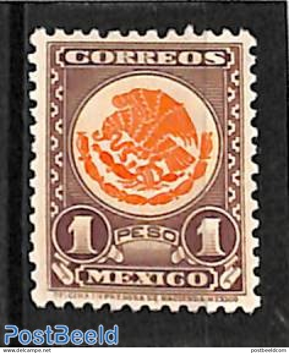Mexico 1934 1p, Stamp Out Of Set, Mint NH, History - Coat Of Arms - México