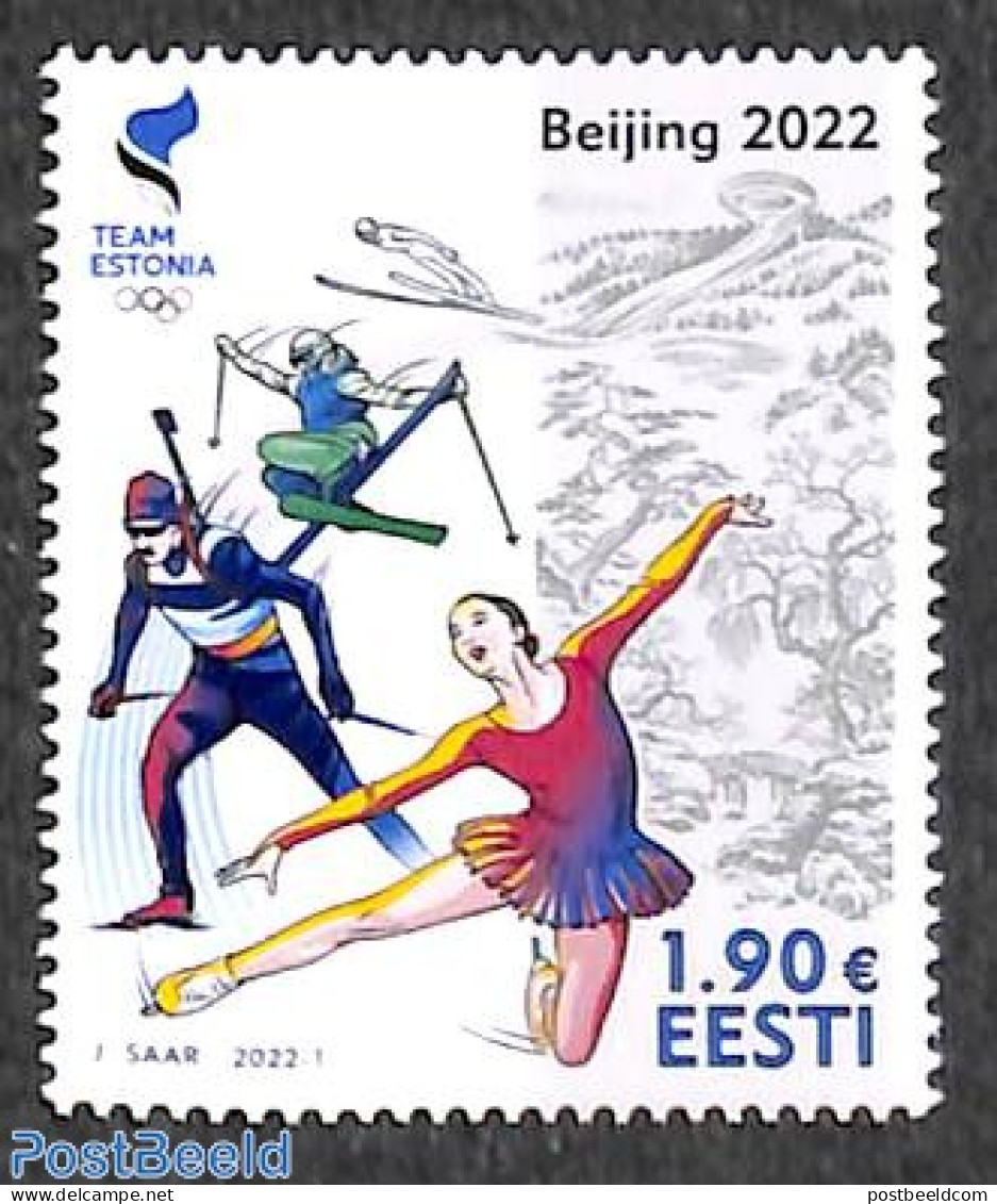 Estonia 2022 Olympic Winter Games 1v, Mint NH, Sport - Olympic Winter Games - Skating - Skiing - Sci