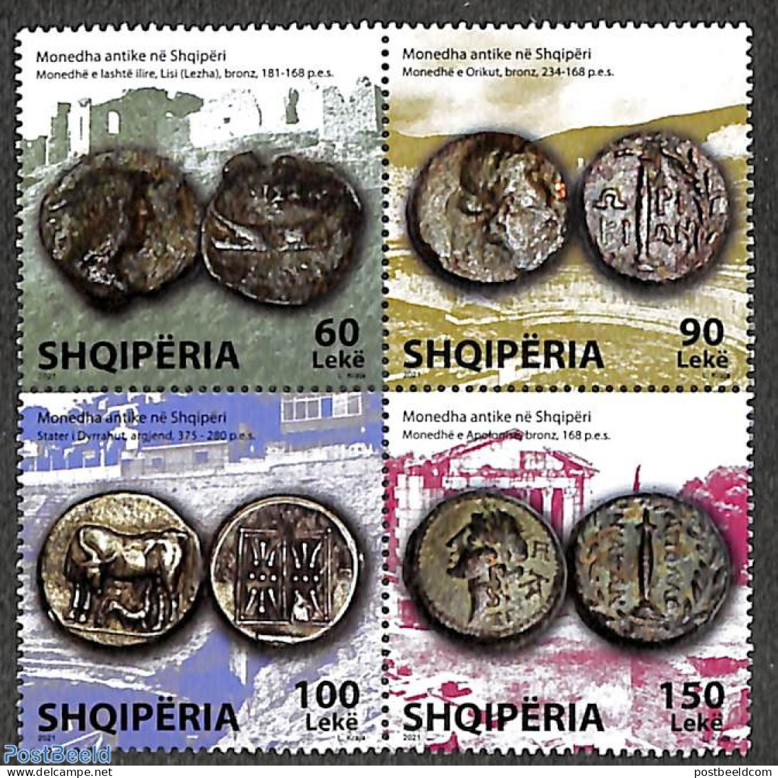 Albania 2021 Old Coins 4v [+], Mint NH, Various - Money On Stamps - Monete
