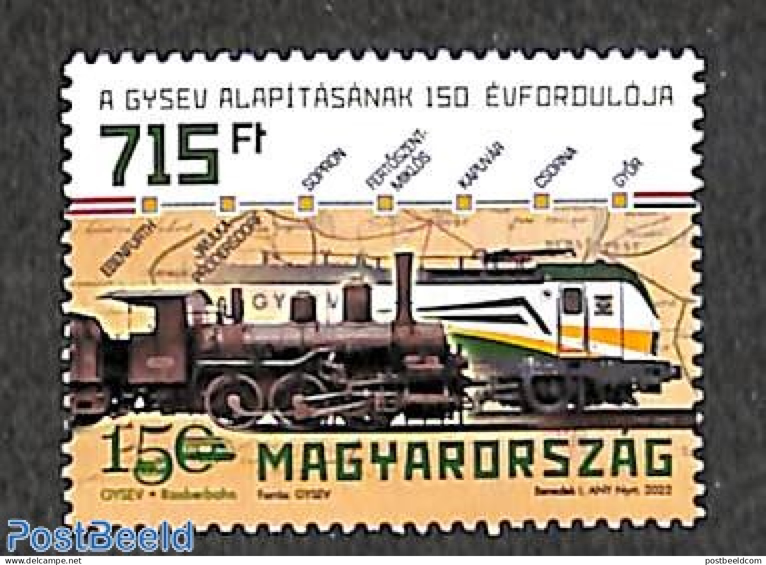 Hungary 2022 150 Years GYSEV 1v, Mint NH, Transport - Railways - Nuevos