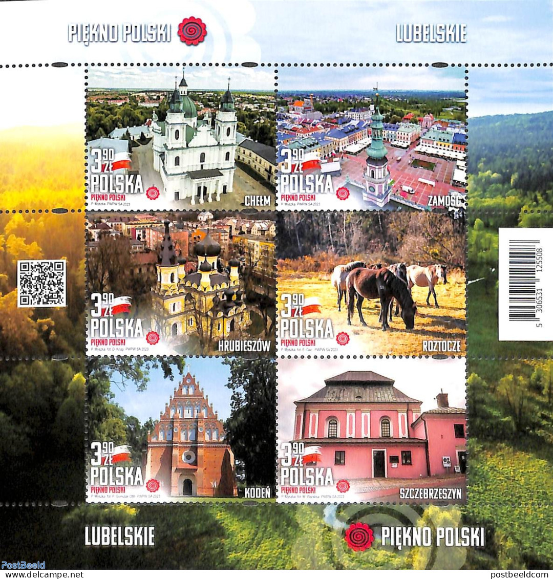 Poland 2023 Tourism 6v M/s, Mint NH, Nature - Religion - Horses - Churches, Temples, Mosques, Synagogues - Ongebruikt