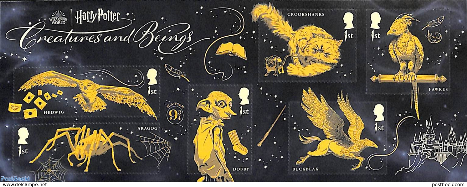 Great Britain 2023 Harry Potter S/s, Mint NH, Nature - Cats - Owls - Art - Children's Books Illustrations - Harry Potter - Ungebraucht