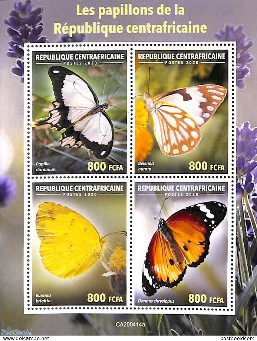 Central Africa 2020 Butterflies 4v M/s, Mint NH, Nature - Butterflies - Repubblica Centroafricana