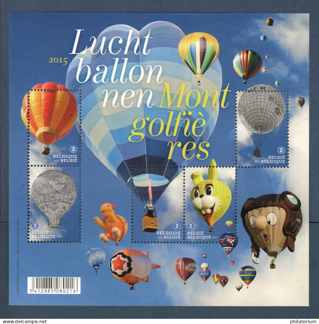 Belgique België, Yv 4530, 4531, 4532, 4533, 4534, Mi BL 196, SG MS 4656, Montgolfière, Ballon à Air Chaud, - Fesselballons