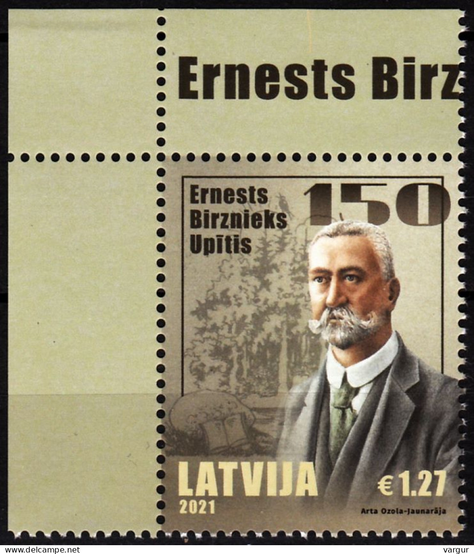 LATVIA 2021-05 ART: Literature. Birznieks-Upitis - 150, Writer. CORNER, MNH - Ecrivains