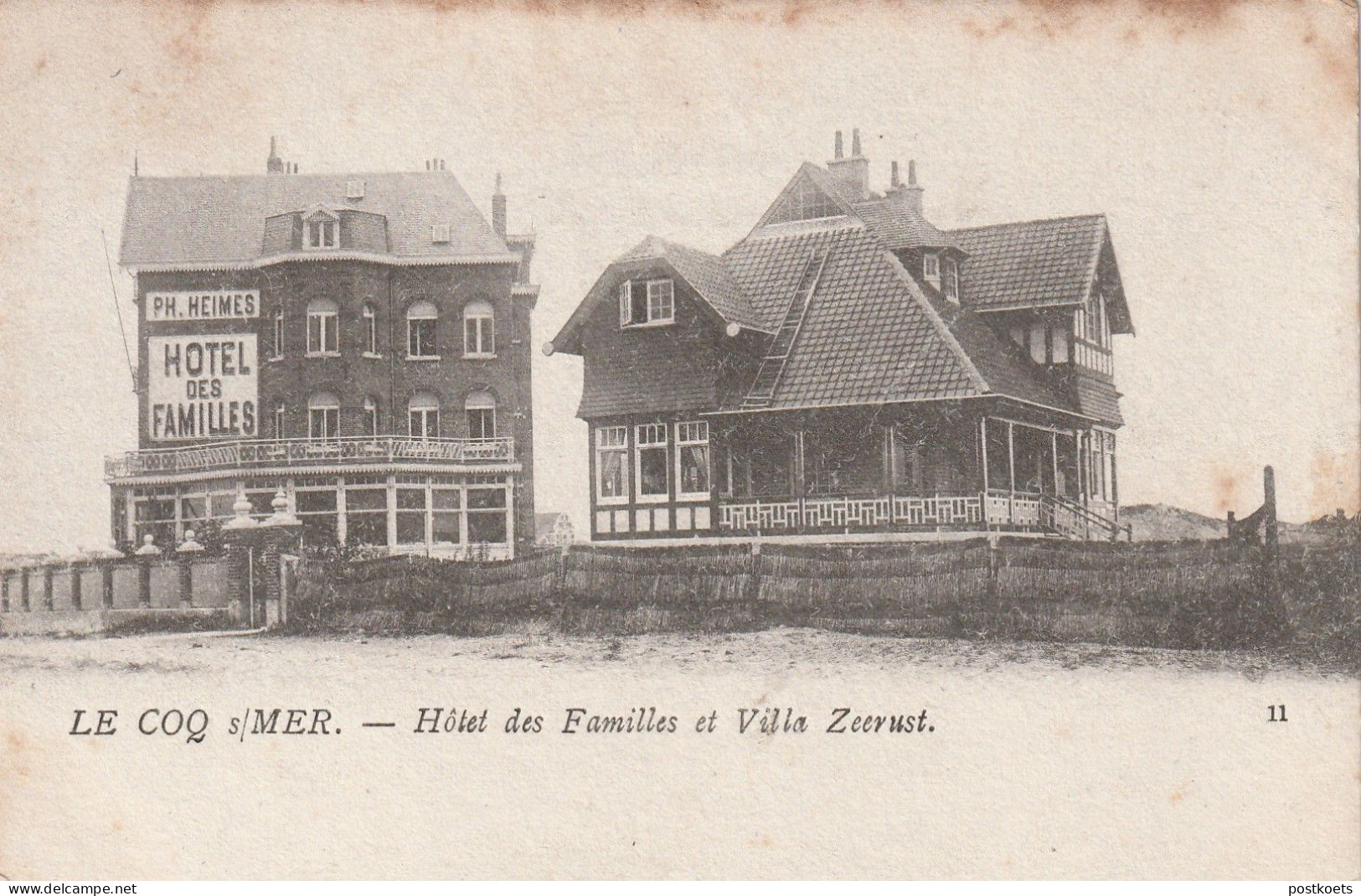 De Haan, Coq Sur Mer : Hotel Des Familles Et Villa Zeerust, 2 Scans - De Haan