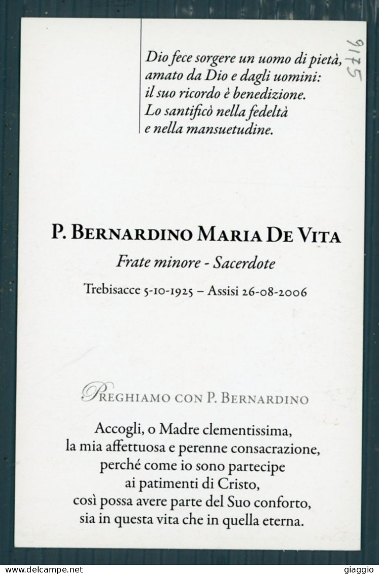 °°° Santino N. 9175 - P. Bernardino Maria De Vita - Trebisacce °°° - Religión & Esoterismo