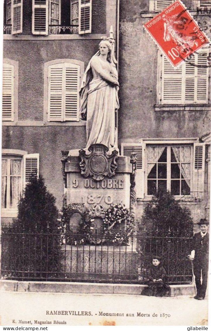 88 - Vosges -  RAMBERVILLERS - Monument Aux Morts De 1870 - Rambervillers